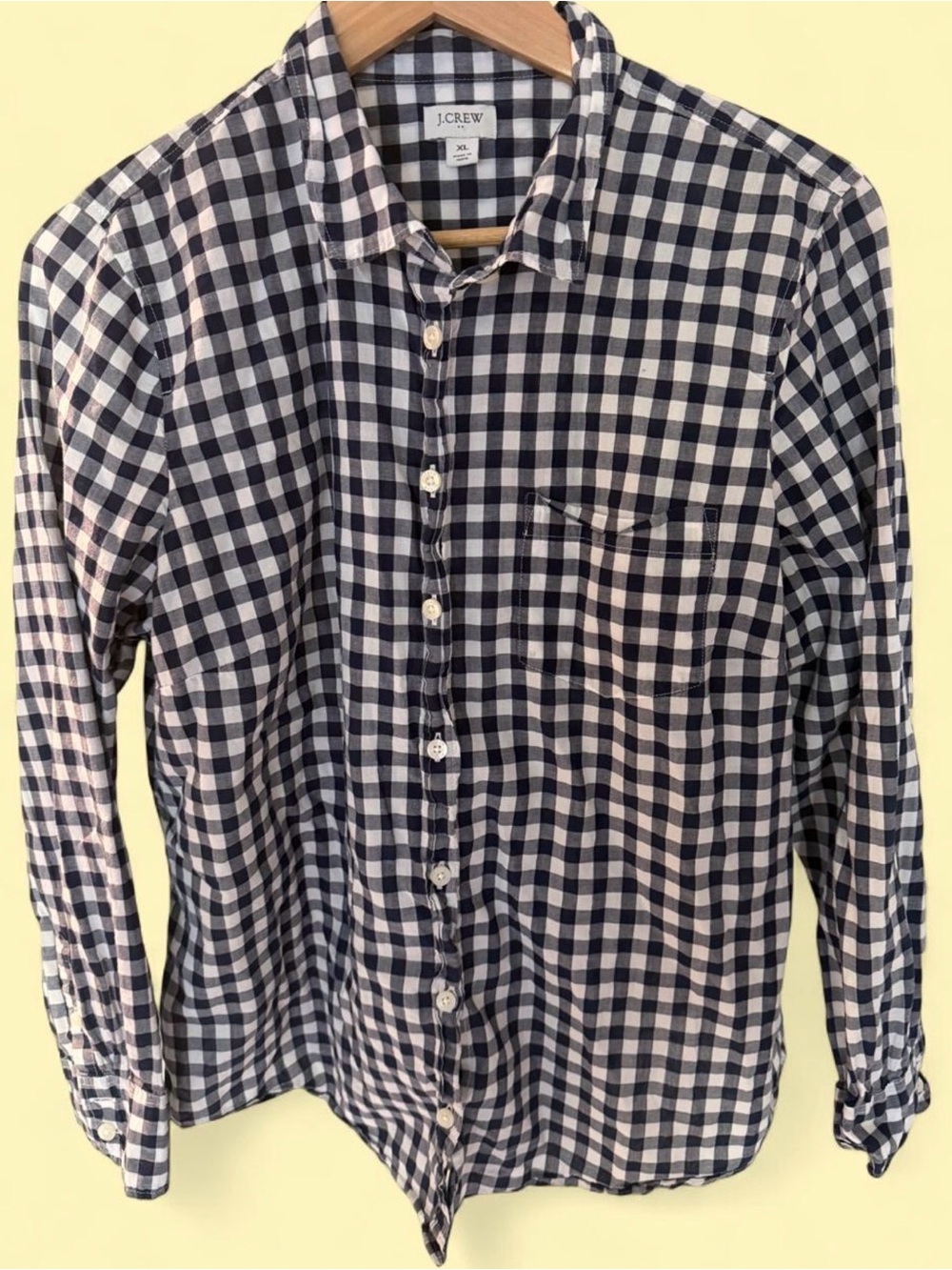J. Crew Navy and White Gingham Button-Down Shirt